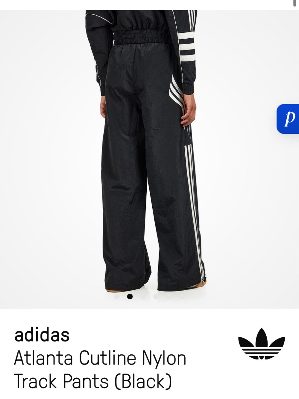 adidas Wide-Leg Atlanta Cut Line Track Pants in Black - Picture 4 of 13
